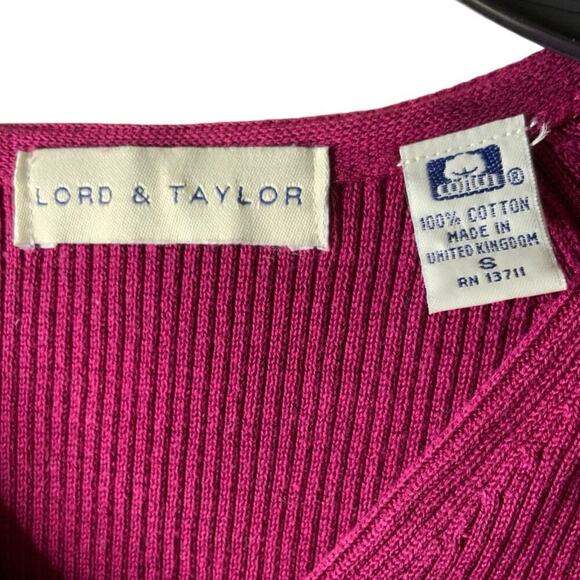 Lord & Taylor Vintage Cardigan Womens S Ribbed Knit Minimalist Preppy Pullover - Picture 5 of 5